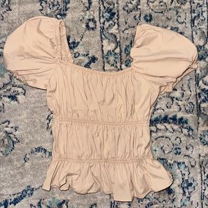 Tan Puff Sleeve Top
